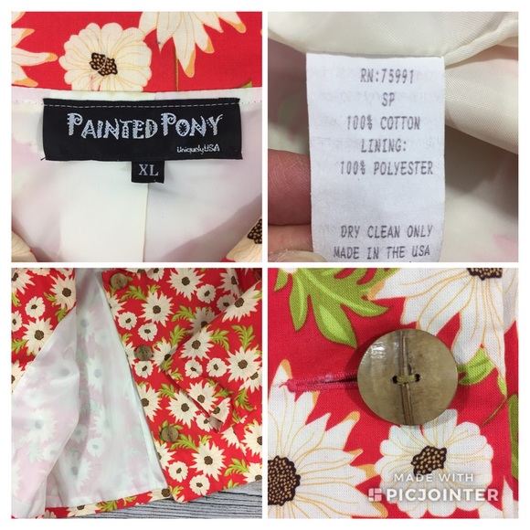 PAINTED PONY Floral Daisy Jacket Cotton XL  EUC - Picture 4 of 8